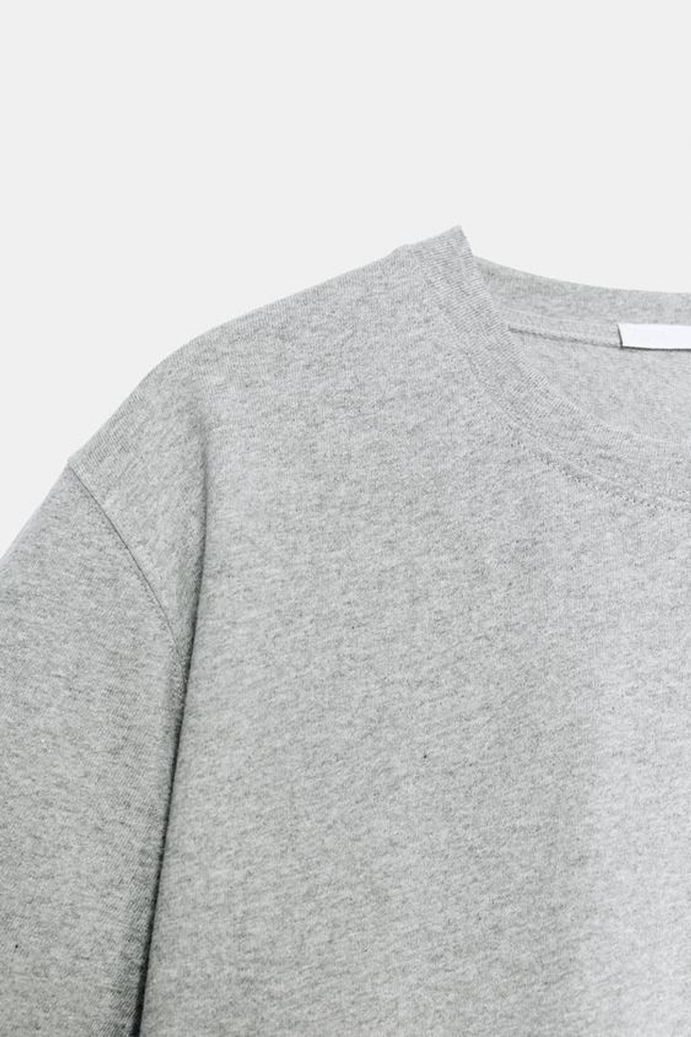 ZARA ФУТБОЛКА С КРУГЛЫМ ВЫРЕЗОМ, СЕРЫЙ МЕЛАНЖ