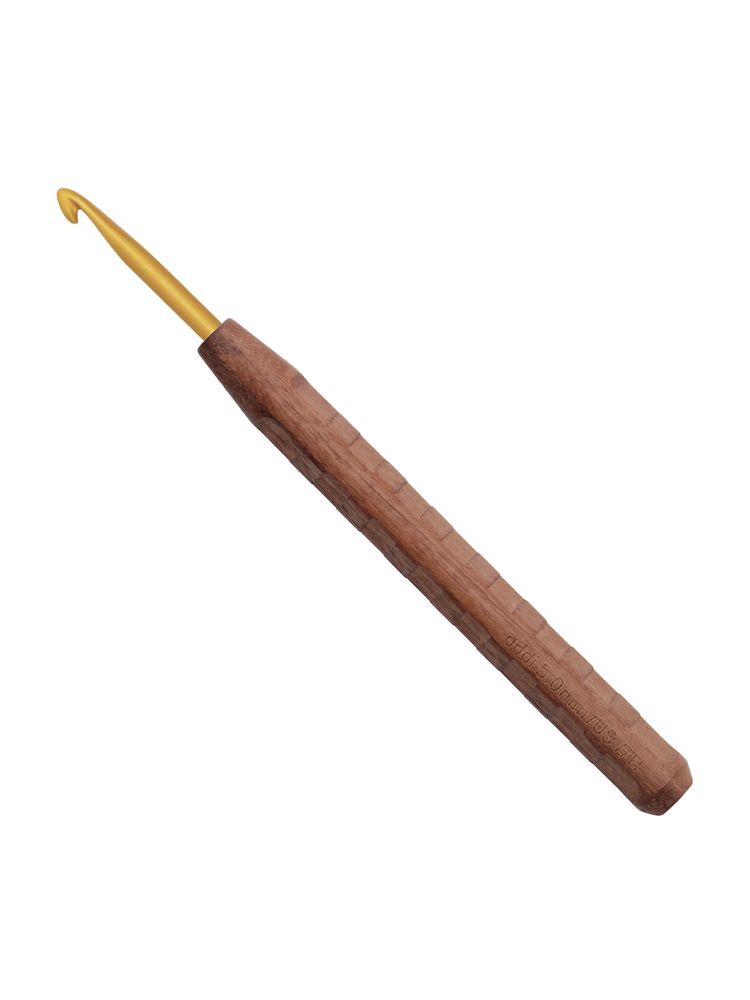Крючок для вязания AddiNature Walnut Gold ⌀5.0 мм, 16 см, с ручкой из грецкого ореха