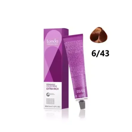 Londa Color стойкая крем-краска, 6/43 темный блонд медно-золотистый, 60мл