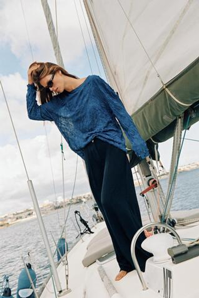 БРЮКИ ПАЛАЦЦО С ЗОЛОТИСТОЙ ПУГОВИЦЕЙ — ZARA