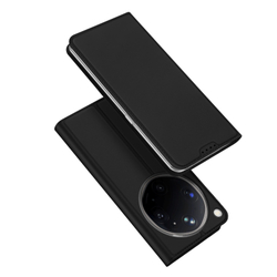 Чехол книжка из кожи черного цвета для OPPO Find X9 Ultra, серия Skin Pro Series от Dux Ducis