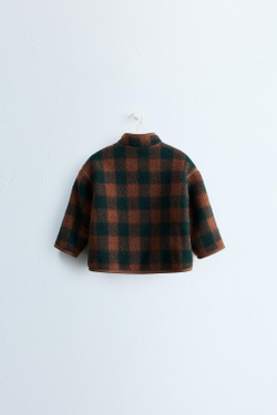 ZARA TIMELESS — КУРТКА В КЛЕТКУ ИЗ ШЕРСТИ, ТАБАЧНЫЙ