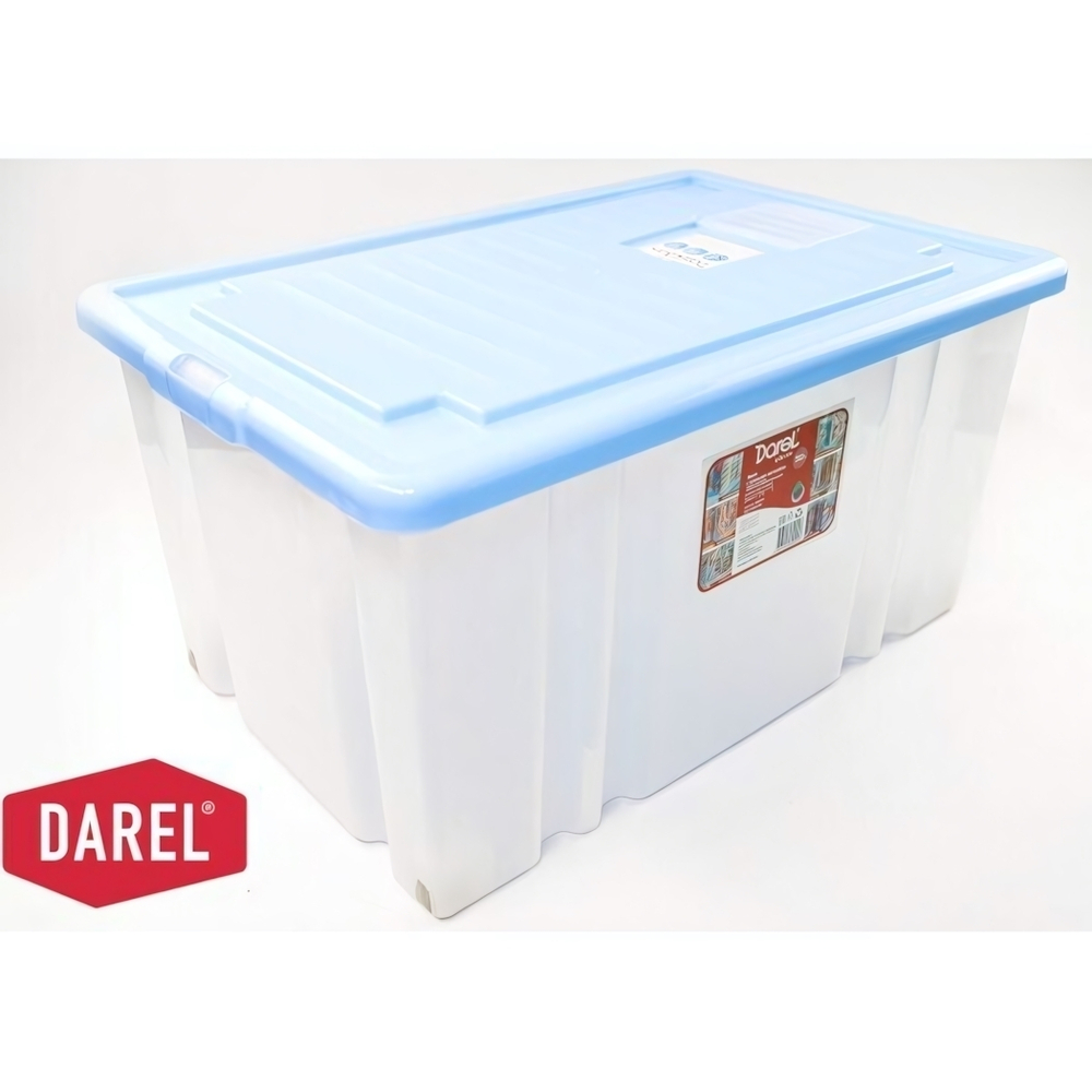 Ящик с крышкой ДАРЕЛ БОКС (DARELBOX) 56л на колесах 610*400*310 синий (с клапаном для антимолевых и дезодорирующих средств)