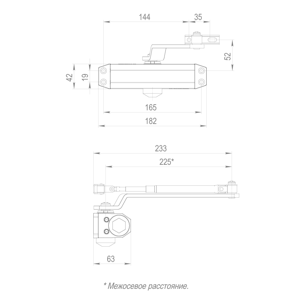 Доводчик дверной DC20-3 (DC-203) WH до 65 кг (белый)