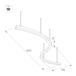 Светильник SP-LINE-HANG ARC-S3535-D1500-124W Warm3000 (BLACK, 230V) (Arlight, Металл) 034053(1)