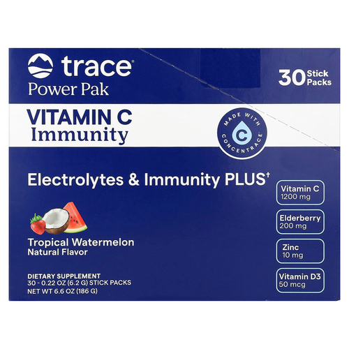 Trace, Power Pak, витамин C для укрепления иммунитета, тропический арбуз, 30 стик-пакетов по 6,2 г (0,22 унции)