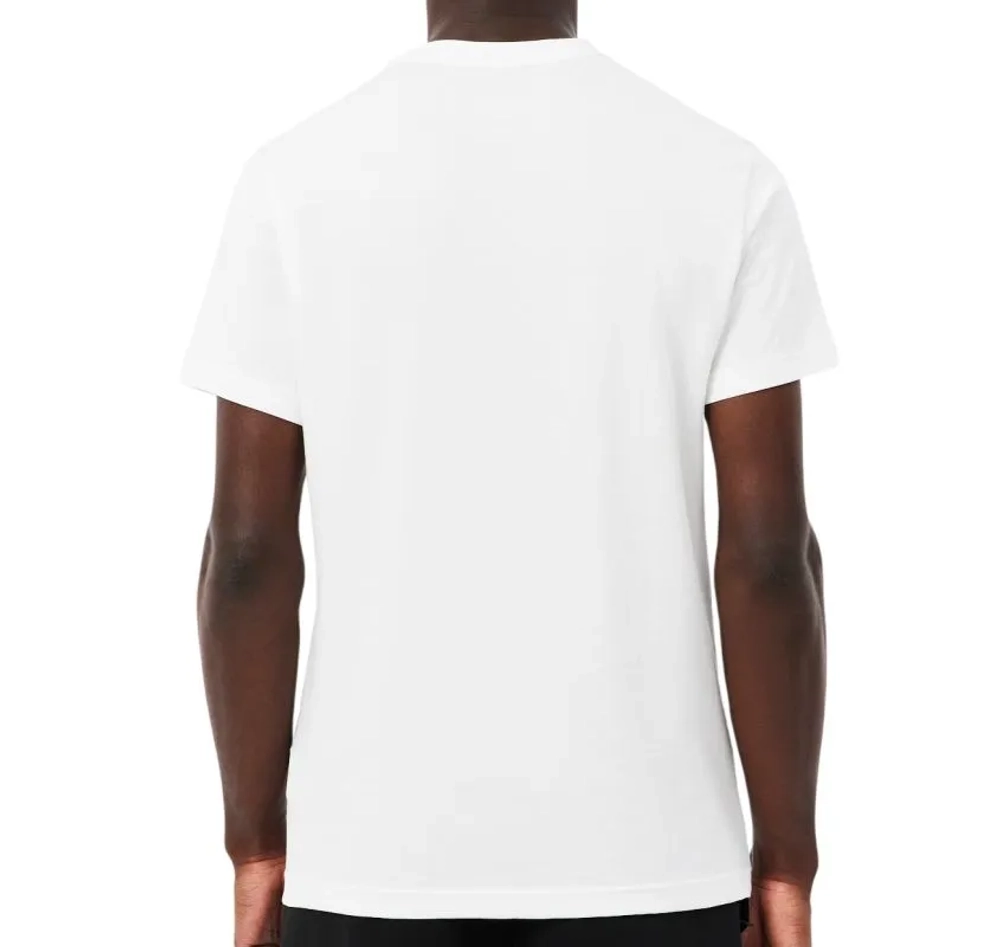 Мужская теннисная футболка Lacoste Ultra Dry Crocodile Print Sport - white/black