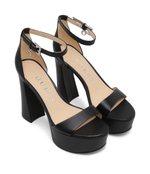 Кожаные босоножки на каблуке Guess - черный(FLJIDS LEA03)
