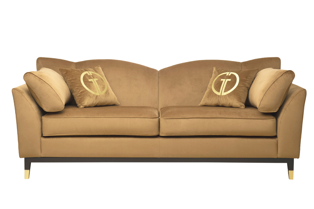 Диван треxместный 92x92x228см Garda Decor Siena велюровый золотой
