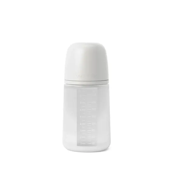 Силиконовая бутылочка Suavinex Colour Essence для детского питания, с соской из силикона 240 мл Белая
