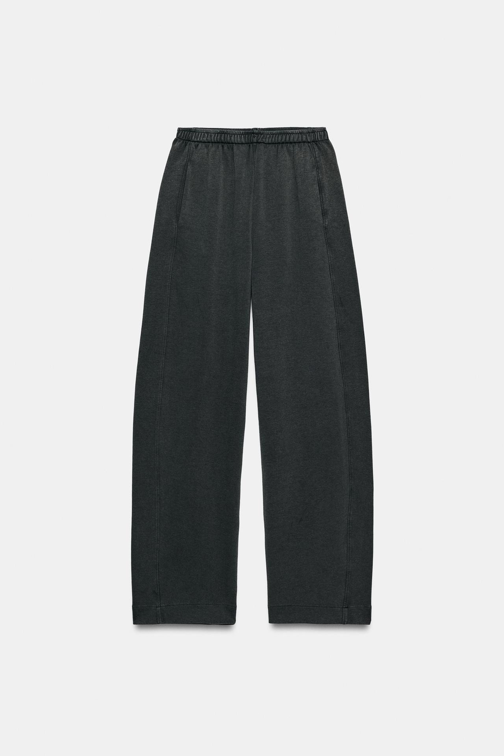 ZARA БРЮКИ ИЗ ТКАНИ ИНТЕРЛОК С ЭФФЕКТОМ ПОТЕРТОСТИ, УГОЛЬНЫЙ