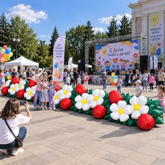 Надувные цветы "Клубника" с эффектом раскрытия и без