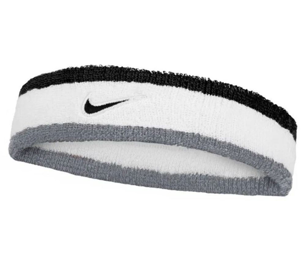 Повязка на голову теннисная Nike Swoosh Headband - white/cool grey/black