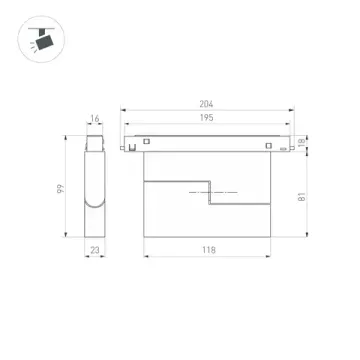 Магнитный трековый светильник 6W 4000K 034658(1) чёрный MAG-ORIENT-FLAT-FOLD-S195-6W Day4000 DALI Arlight