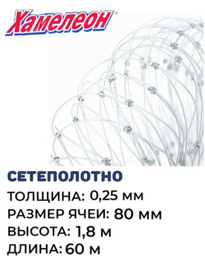 Сетеполотно леска 0,25 мм, ячея 80 мм, высота 1,8 м кукла