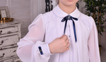 19311, Блузка, белый/синий, д/р, р.122-56 - р.158-80 д/д