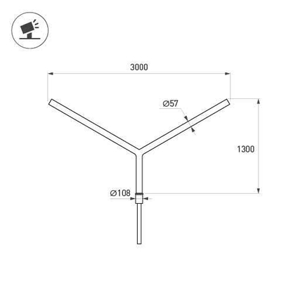Кронштейн OXOR-SY2-3000x108-L1300 BLACK (Arlight, Сталь)