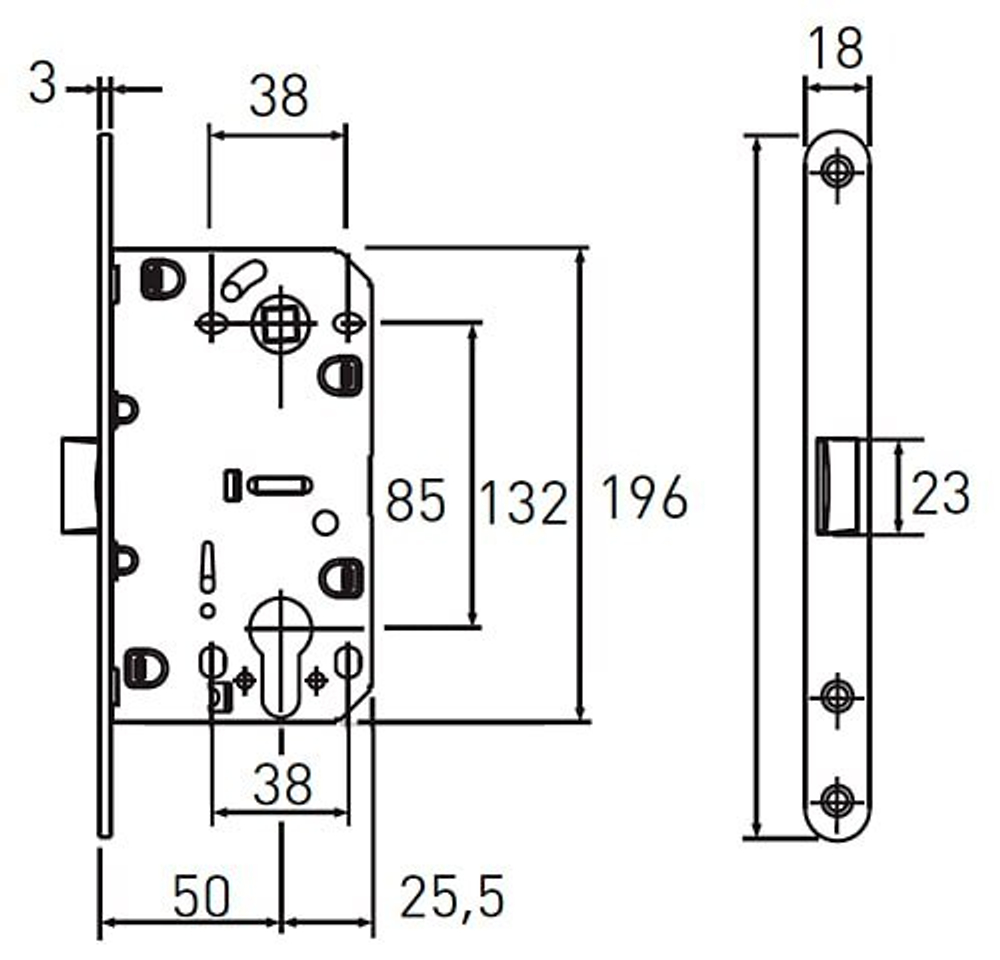 Замок с магнитной защелкой ARCHIE LM 5212 CL AB/ACF под цилиндр бронза
