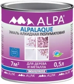Эмаль Alpa Alpalaque алкидная для дерева и металла супербелая полуматовая 2,5л