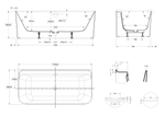 Ванна акриловая Vincea VBT-702-1700, 1700*800*585, цвет белый, щелевой перелив, слив белый