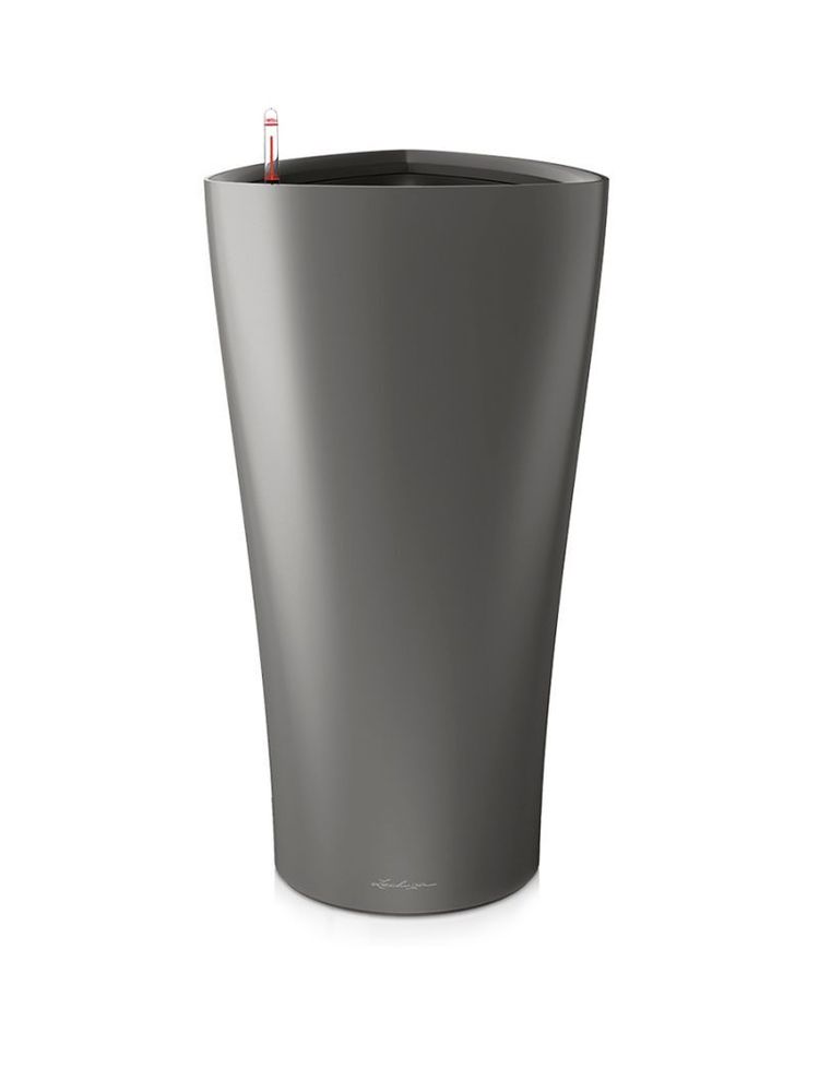 Кашпо Lechuza "Delta Complete charcoal metallic" (пластик), D30xH56 см