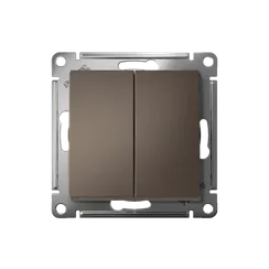 Выключатель двухклавишный Systeme Electric AtlasDesign Мокко, самозажимные клеммы ATN000651S