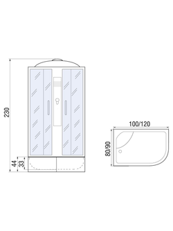 Душевая кабина RIVER DESNA XL 120/90/44 MT L   120x90x230 10000006161 Левая Асимметрия