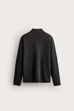 ZARA ТРИКОТАЖНОЕ ПОЛО В ПОЛОСКУ, АНТРАЦИТОВО-СЕРЫЙ