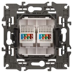Розетка ЭРА Elegance 14-3108-04 информационная двойная 2хRJ45 IP20 шампань | Эра Elegance