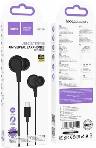 Проводные наушники HOCO M114 Type-C 1.2M black