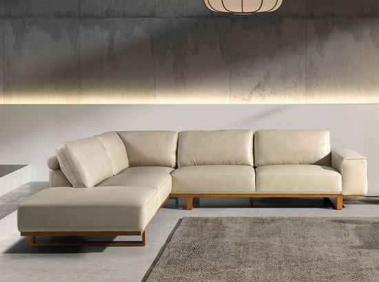 Угловой диван с левым шезлонгом 6204/5603-L-T541011 Angel Cerda из песочной кожи