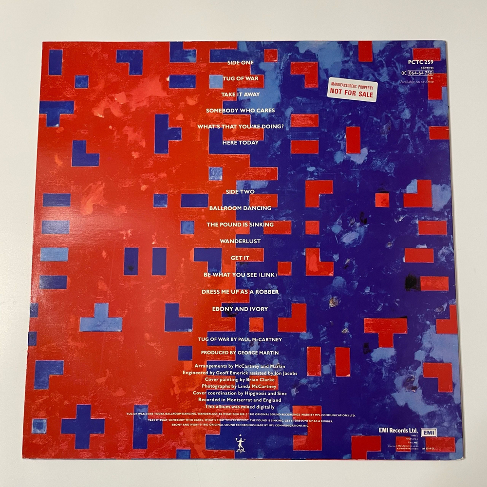 Винтажная виниловая пластинка LP Paul McCartney, Tug Of War (Англия 1982)