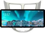 Магнитола для Hyundai Solaris 1 2010-2016 (рамка серебро) - Teyes CC4 монитор 12.3" 2K QLED + рамка 9, Android 14, Быстрейшая, Snapdragon 680, DSP, CarPlay, 4G SIM-слот