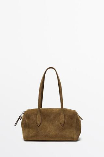 Massimo Dutti Мини-сумка из замшевой кожи, хаки