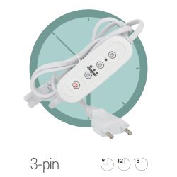 Таймер для светильника ЭРА FITO-LINETIME-3 pin (9/12/15 H)-GR с проводом 1,5 м | Аксессуары для фито светильников
