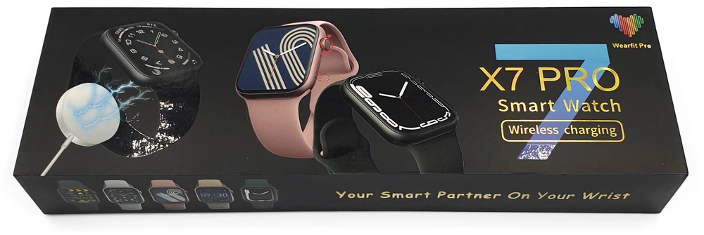 Умные смарт часы X7 PRO Smart Watch New 2022 / X7 про с беспроводной зарядкой, фитнес трекером, пульсометром / Идеальный подарок, 45mm, Black Черный