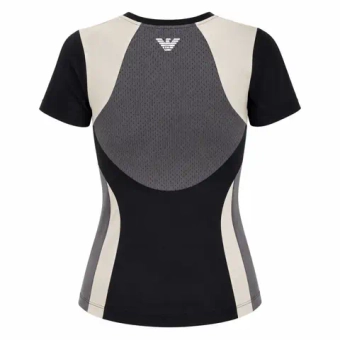Женская теннисная футболка EA7 Woman Jersey - black/butter/asphalt