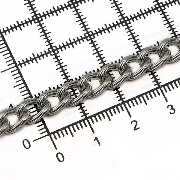 Цепь декоративная сталь 8.7x6.4 мм, 10 метров, никель