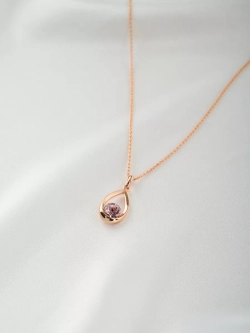 Кулон-капля Белла с розовым кристаллом Swarovski