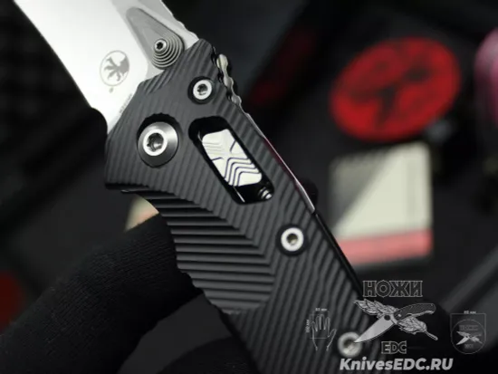 Microtech Amphibian Ram-Lok S/E - нож складной, черн. алюм. рук-ть, стоунвош клинок