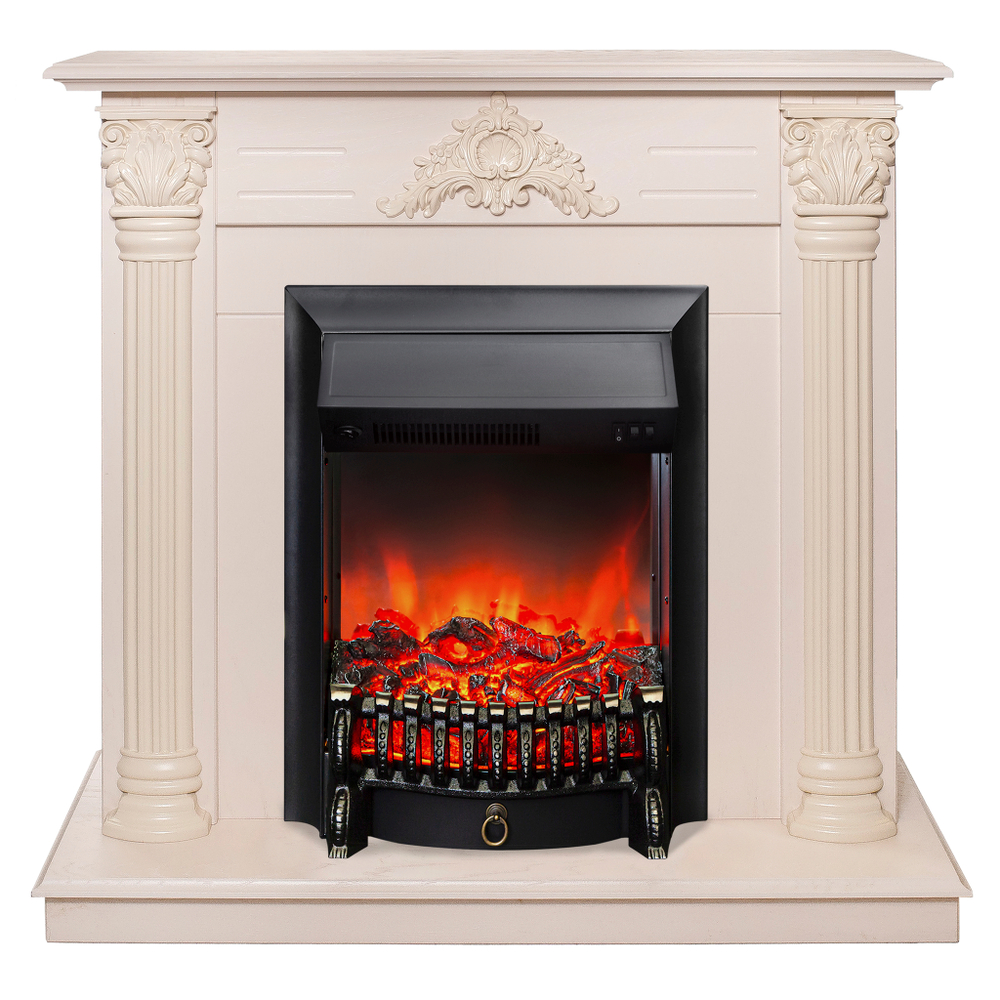 Каминокомплект Real Flame Stefania WT-F612 с очагом Fobos Lux Black (без пульта)