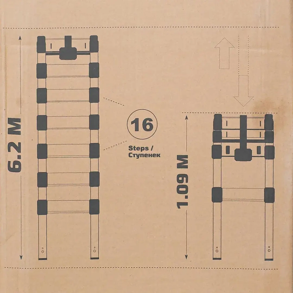Лестница телескопическая алюм. бытовая 6.2м (16 ступ.) ISMA ISMA-UP620