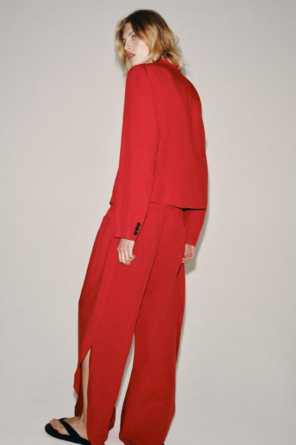 ZARA БРЮКИ С РАЗРЕЗАМИ — ZW COLLECTION, КРАСНЫЙ