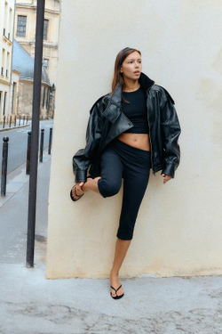 ZARA БРЮКИ КАПРИ, ЧЕРНЫЙ