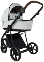 Детская коляска Roan Sol Vintage Leather 2.0 3 в 1 с автокреслом Pituso Baesa Pro Black,Beige Canopy SL/12/L Island Stone /Black/ руч.Коричневый