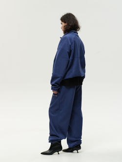Drawstring Half-Zipped Sweatshirt Navy Smoke