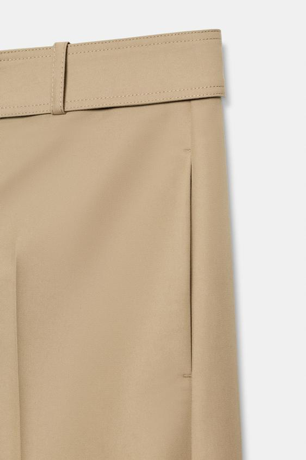 ZARA БРЮКИ С ЗАЩИПАМИ И ПОЯСОМ — ZW COLLECTION, МЯГКИЙ КАШТАНОВЫЙ