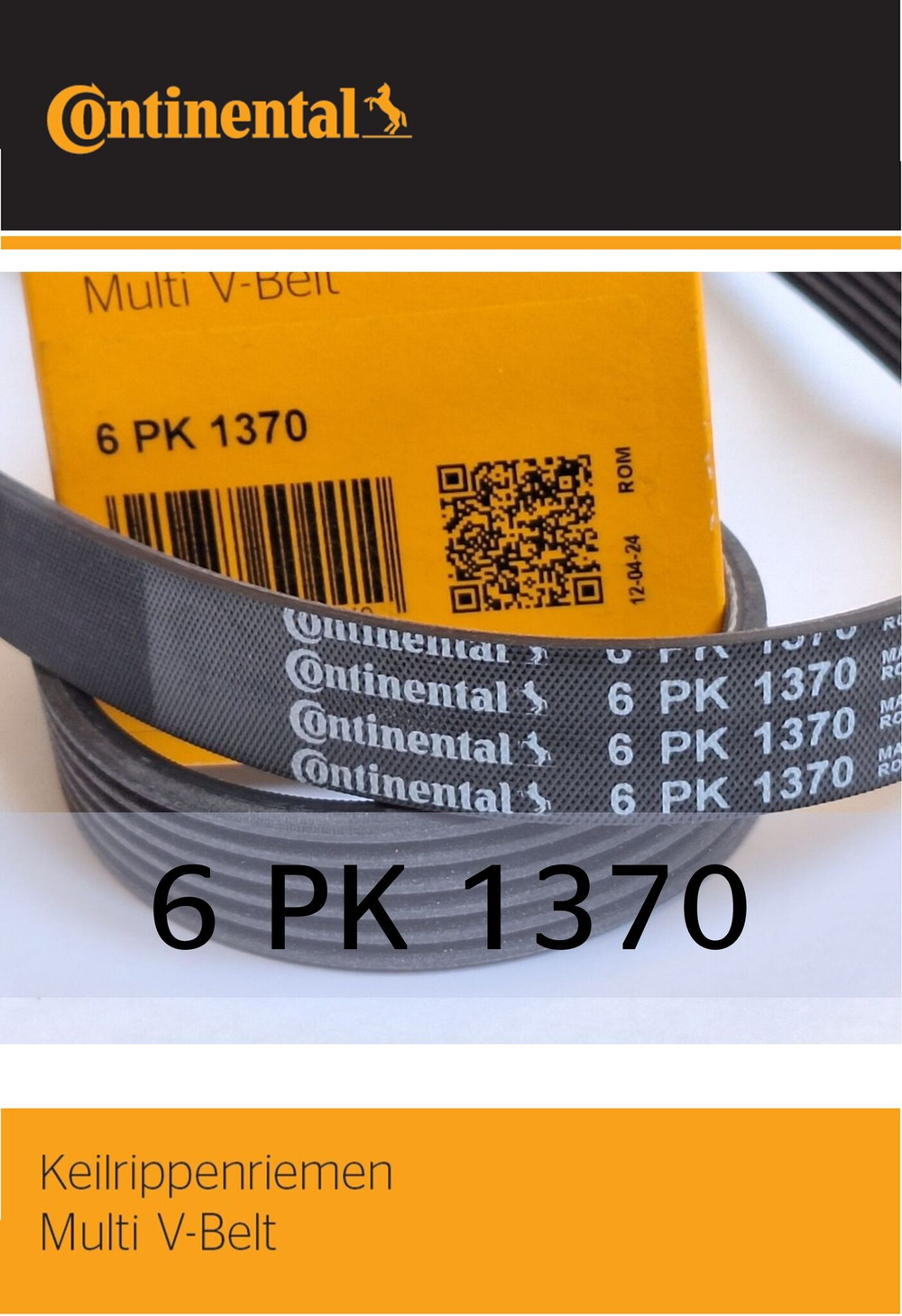 Ремень поликлиновой Contitech Continental 6PK1370 (406-1308020-10; ЗМЗ-406; с ГУР)