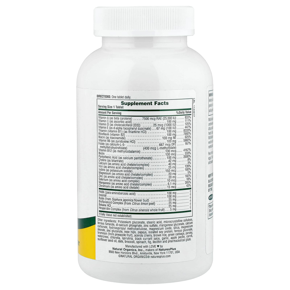 NaturesPlus, Ultra II Daily, мультипитательные вещества из цельных продуктов, длительное высвобождение, 180 таблеток