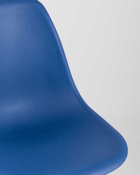Eames Style DSW синий пластик, стальной каркас, натуральный массив бука